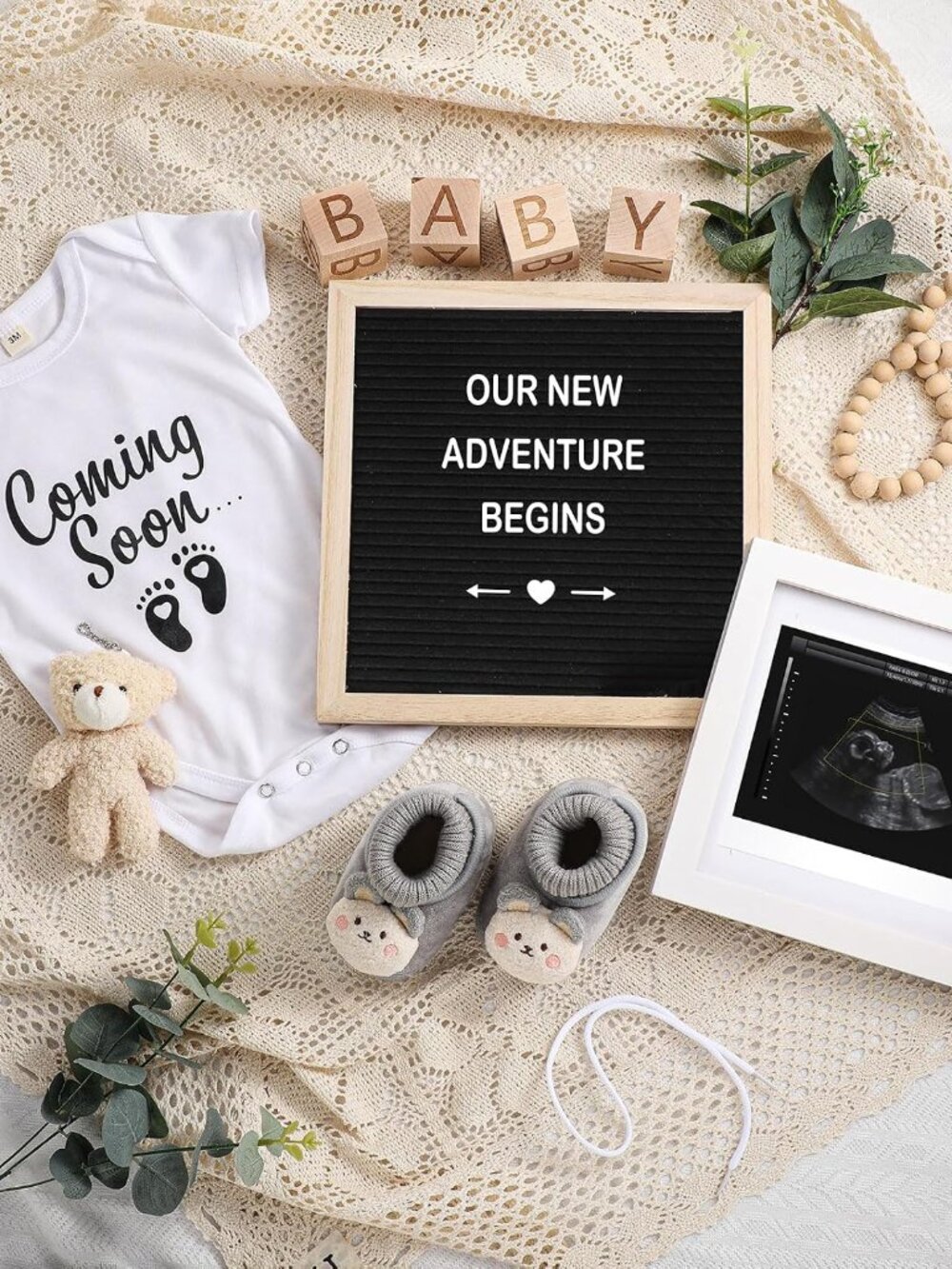 9 Pcs Pregnancy Announcement Set Baby Coming Soon Ideas, Black